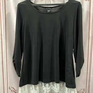 I. N. Studio Women’s Black Lace Trim blouse Tunic Large